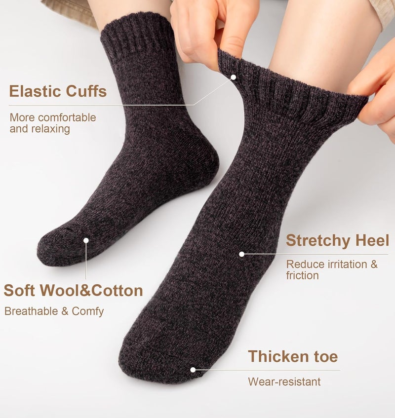 YSense Wool Socks for Women, Winter Boot Socks Stocking Stuffers Gifts for Women Warm Crew Hiking - Image 3